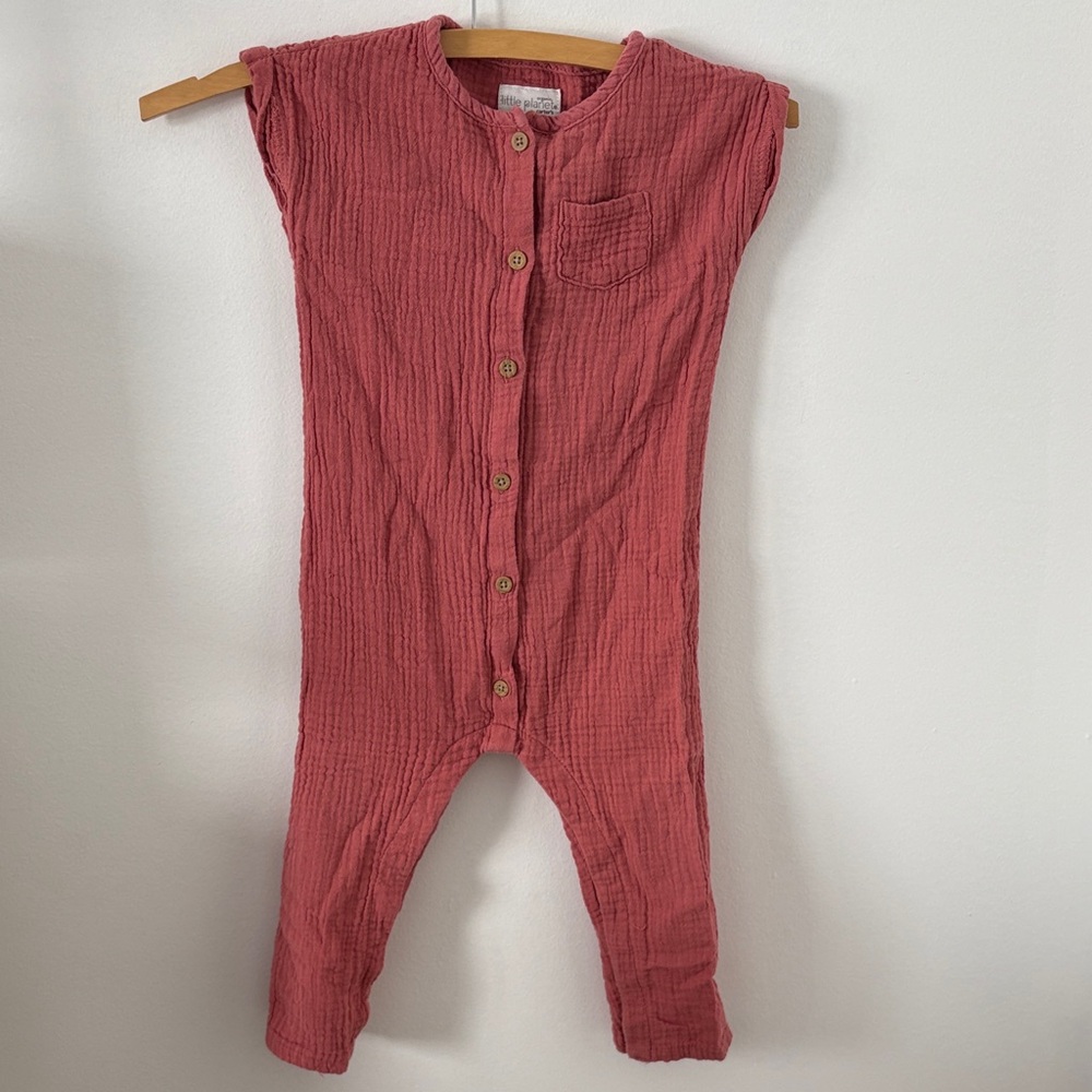 Little Planet by Carter's Organic Muslin Romper in Rust